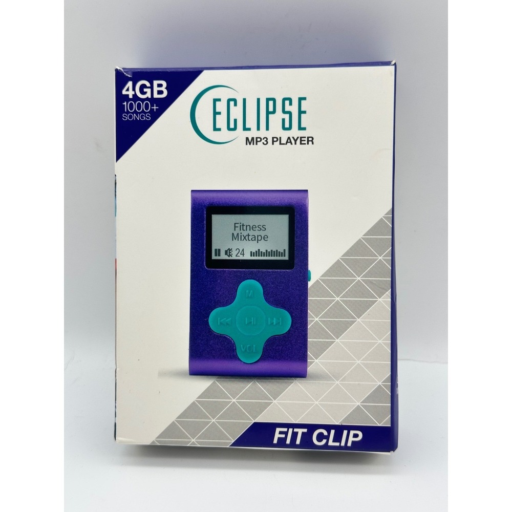 Eclipse Fit Clip 4GB MP3 Player Purple Teal Digital Music Player Open Box